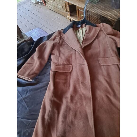 JG Hook Signatures Sz 10 100% Pure Wool Brown Coat Heavy Velvet Trim Vintage - Picture 3 of 7